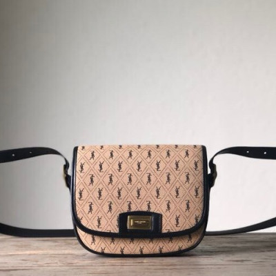 Saint Laurent 2019 Canvas Saddle Shoulder Bag,20cm - 입생로랑 2019 캔버스 새들 숄더백 3720 , SLB0486,20cm,베이지