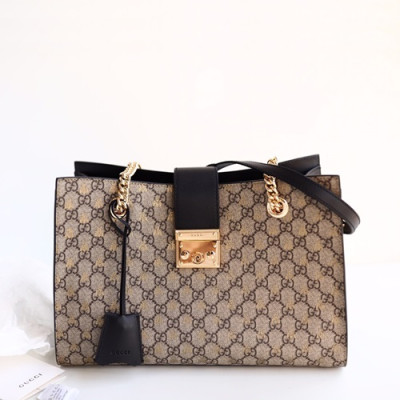 Gucci 2019 GG Supreme Padlock Medium Shoulder Bag,35CM - 구찌 2019 GG 수프림 패드락 미듐 숄더백 ,479197 ,GUB0807,35CM,브라운+블랙