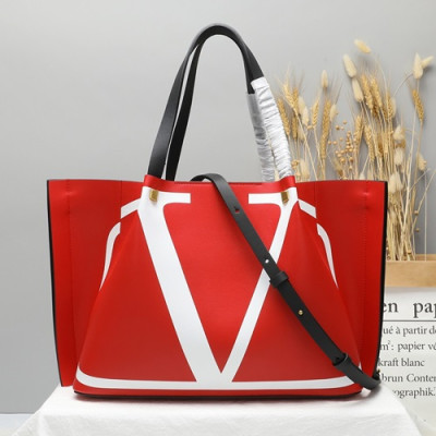 Valentino 2019 Garavani Escape Leather Large Tote Shoudler Shopper Bag,41CM - 발렌티노 2019 가라바니 이스케이프 레더 라지 토트 숄더 쇼퍼백, VTB0772,41CM,레드