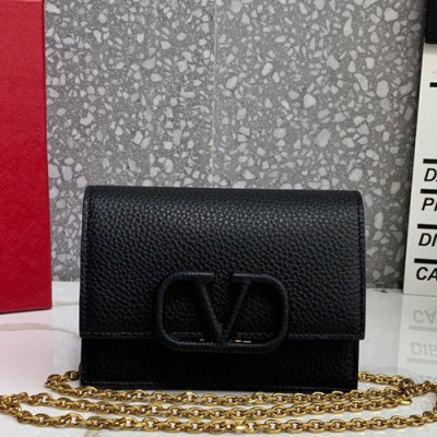 Valentino 2019 Leather Vsling Shoudler Cross Bag,16CM - 발렌티노 2019 레더 브이슬링 숄더 크로스백,VTB0789,16CM,블랙