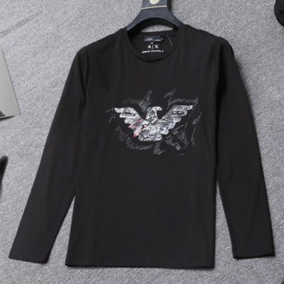 Armani 2019 Mens Cotton T-shirt - 알마니 2019 남성 코튼 긴팔티셔츠 ARMTS0027.Size(M - 3XL)2컬러(블랙/화이트/블루)