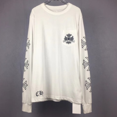 Chrome Hearts 2019 Mm/Wm Logo Cotton T Shirt  - 크롬하츠 2019 남자 로고 울프 코튼 긴팔티셔츠 CHRTS0012.Size(S-2XL).화이트