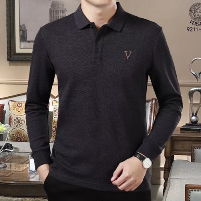 Versace 2019 Mens Cotton T-shirt - 베르사체 남성 코튼 긴팔티셔츠 VERTS0015.Size(M- 3XL),블랙/네이비/레드