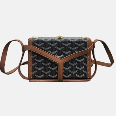 Goyard 2019 PVC & Leather Shoulder Cross Bag,16.5cm - 고야드 2019 PVC & 레더 여성용 숄더 크로스백,GYB0191,16.5cm,블랙