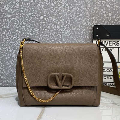 Valentino 2019 Leather Vsling Small Shoudler Bag,23CM - 발렌티노 2019 레더 브이슬링 스몰 숄더백,VTB0809,23CM,브라운