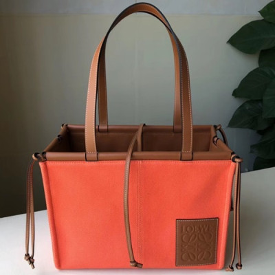 Loewe 2019 Canvas & Leather Tote Bag, 35CM - 로에베 2019 캔버스 & 레더 토트백 ,LOEB0357, 35CM, 오렌지핑크