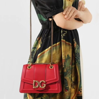 Dolce&Gabbana 2019 Leather Shoulder Cross Bag ,23CM - 돌체 앤 가바나 2019 레더 여성용 숄더 크로스백 DGB0022 ,23cm,레드