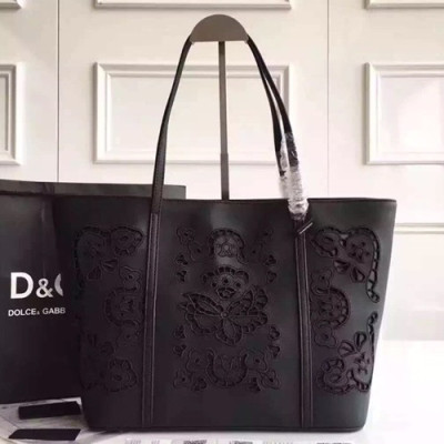 Dolce&Gabbana 2019 Leather Tote Shoulder Shopper Bag ,35CM - 돌체 앤 가바나 2019 레더 여성용 토트 숄더백 DGB0051,35cm,블랙