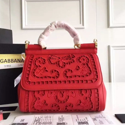 Dolce&Gabbana 2019 Leather Tote Shoulder Bag ,25CM - 돌체 앤 가바나 2019 레더 여성용 토트 숄더백 DGB0060,25cm,레드