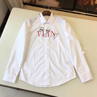 Valentino 2019 Mm/Wm Logo Slim Fit Cotton Short Sleeved Shirt - 발렌티노 남자 로고 슬림핏 고튼 셔츠 VALST0008.Size(38 -42).화이트