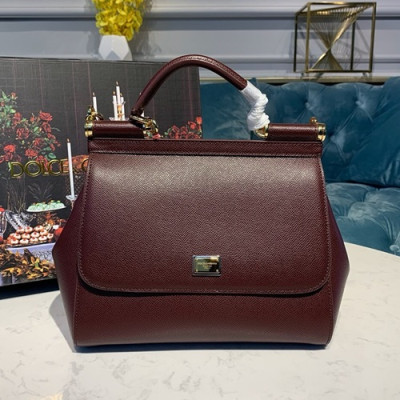 Dolce&Gabbana 2019 Leather Tote Shoulder Bag ,25CM - 돌체 앤 가바나 2019 레더 여성용 토트 숄더백 DGB0088,25cm,와인