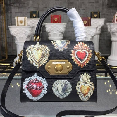 Dolce&Gabbana 2019 Leather Tote Shoulder Bag ,24CM - 돌체 앤 가바나 2019 레더 여성용 토트 숄더백 DGB0160,24cm,블랙