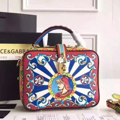 Dolce&Gabbana 2019 Leather Tote Shoulder Bag ,22CM - 돌체 앤 가바나 2019 레더 여성용 토트 숄더백 DGB0170,22cm,화이트+블루