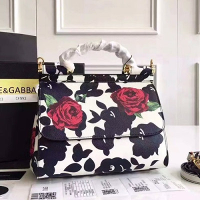 Dolce&Gabbana 2019 Leather Tote Shoulder Bag ,25CM - 돌체 앤 가바나 2019 레더 여성용 토트 숄더백 DGB0198,25cm,블랙+화이트