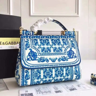 Dolce&Gabbana 2019 Leather Tote Shoulder Bag ,25CM - 돌체 앤 가바나 2019 레더 여성용 토트 숄더백 DGB0200,25cm,블루