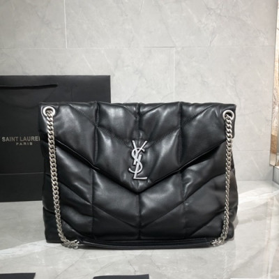 Saint Laurent 2019 Women Lou Lou Puffer Shoulder Cross Bag,35CM - 입생로랑 2019 여성용 루루 푸퍼 숄더 크로스백 577475, SLB0502, 35CM,블랙