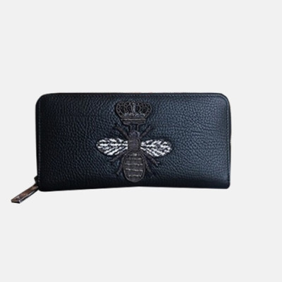 Dolce&Gabbana 2019 Leather Zip Round Wallet ,20CM - 돌체 앤 가바나 2019 레더 남여공용 지퍼 라운드 장지갑 DGW0002,20cm,블랙