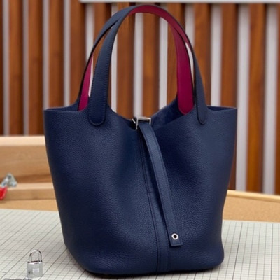 Hermes 2019 Picotin Lock Leather Tote Bag,18cm - 에르메스 2019 피코탄 락 레더 여성용 토트백 HERB0753, 18cm,네이비