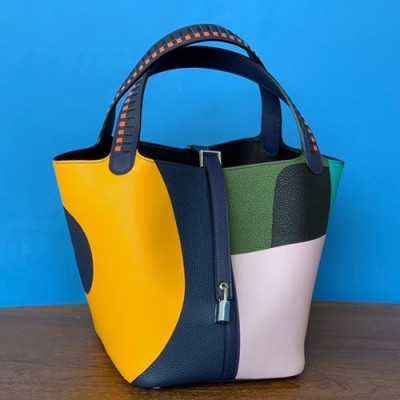 Hermes 2019 Picotin Lock Leather Tote Bag,22cm - 에르메스 2019 피코탄 락 레더 여성용 토트백 HERB0756, 22cm,네이비