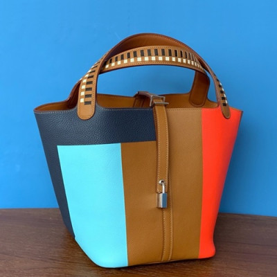 Hermes 2019 Picotin Lock Leather Tote Bag,22cm - 에르메스 2019 피코탄 락 레더 여성용 토트백 HERB0757, 22cm,브라운