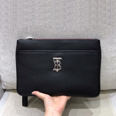 Burberry 2019 TB Leather Clutch Bag , 30cm - 버버리 2019 TB 남여공용 레더 클러치백 ,BURB0401,30cm,블랙