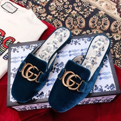 Gucci 2019 Ladies Leather Slipper - 구찌 2019 여성 레더 슬리퍼 GUCS0016,Size(225 -  250).블루