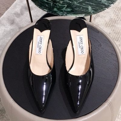 Jimmy-Choo 2019 Ladies Slipper Middle Heel - 지미츄 2019 여성용 슬리퍼 미들힐 JIMS0024.Size(225 - 245).블랙