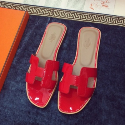 Hermes 2019 Ladies Classic Oasis Leather Slipper - 에르메스 2019 여성용 클래식 오아시스 레더 슬리퍼 HERS0009,Size(220 - 260).레드