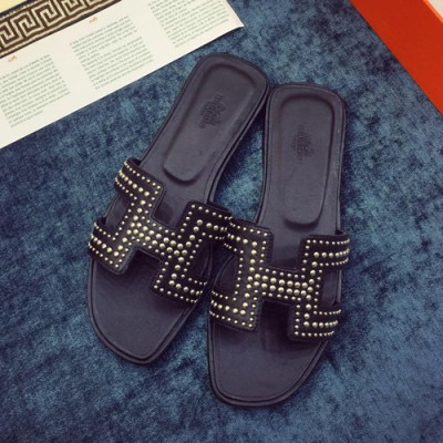 Hermes 2019 Ladies Classic Oasis Leather Slipper - 에르메스 2019 여성용 클래식 오아시스 레더 슬리퍼, HERS0014,Size(220 - 260).블랙