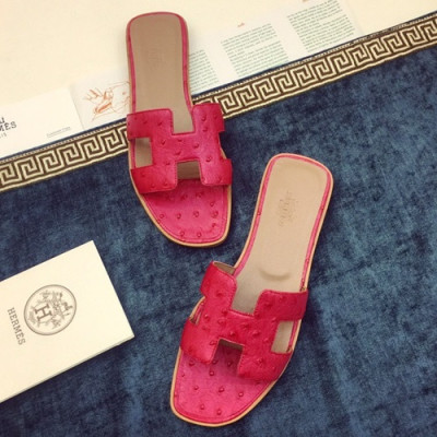 Hermes 2019 Ladies Classic Oasis Leather Slipper - 에르메스 2019 여성용 클래식 오아시스 레더 슬리퍼 HERS0017,Size(220 - 260).레드