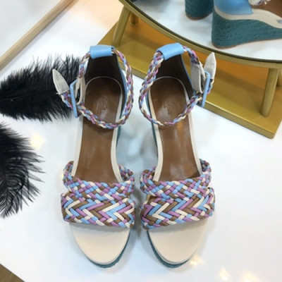 Hermes 2019 Ladies Wedge Sandal - 에르메스 2019 여성용 웨지 샌들 HERS0023,Size(225-245).화이트+블루