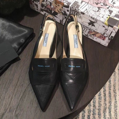 Prada 2019 Ladies Leather Middle Heel Slingback - 프라다 2019 여성용 레더 미들힐 슬링백 PRAS0010.Size(225 - 245).블랙