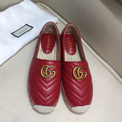 Gucci 2019 Ladies Leather Eseupadyu Slip On - 구찌 2019 여성용 레더 에스파듀 슬립온,GUCS0067.Size(225 -  255).레드