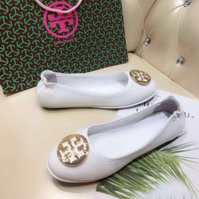 Tory  Burch 2019 Ladies Initial Logo Leather Ballet Flat Shoes - 토리버치 2019 여성용 이니셜 로고 레더 발렛 플랫 슈즈 TBS0002,Size(220 - 255),화이트