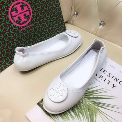 Tory  Burch 2019 Ladies Initial Logo Leather Ballet Flat Shoes - 토리버치 2019 여성용 이니셜 로고 레더 발렛 플랫 슈즈 TBS0003,Size(220 - 255),화이트