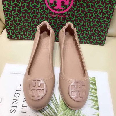 Tory  Burch 2019 Ladies Initial Logo Leather Ballet Flat Shoes - 토리버치 2019 여성용 이니셜 로고 레더 발렛 플랫 슈즈 TBS0005,Size(220 - 255),연핑크