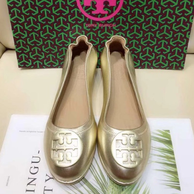 Tory  Burch 2019 Ladies Initial Logo Leather Ballet Flat Shoes - 토리버치 2019 여성용 이니셜 로고 레더 발렛 플랫 슈즈 TBS0006,Size(220 - 255),옐로우골드