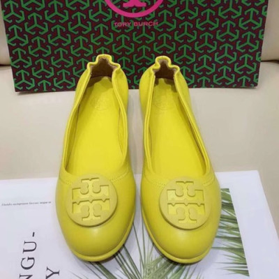 Tory  Burch 2019 Ladies Initial Logo Leather Ballet Flat Shoes - 토리버치 2019 여성용 이니셜 로고 레더 발렛 플랫 슈즈 TBS0018,Size(220 - 255),옐로우