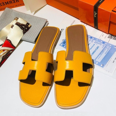 Hermes 2019 Ladies Oasis Leather Slipper - 에르메스 2019 여성용 오아시스 레더 슬리퍼 HERS0032,Size(225 - 245).옐로우