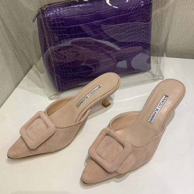 Monolo Blahnik 2019 Ladies Suede Middle Heel Slipper - 마놀로 블라닉 2019 여성용 스웨이드 미들힐 슬리퍼,MONS0022.Size(225 - 250),베이지