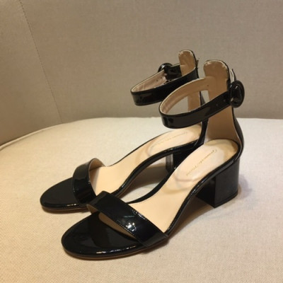 Gianvito Rossi 2019 Ladies Leather Middle Heel Sandal - 지안비토 로시 2019 여성용 레더 미들힐 샌들 GRS0019.Size(225 - 245).블랙