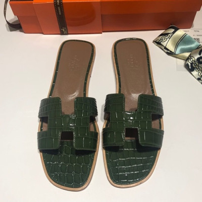 Hermes 2019 Ladies Oasis Leather Slipper - 에르메스 2019 여성용 오아시스 레더 슬리퍼 HERS0059,Size(225 - 245).올리브