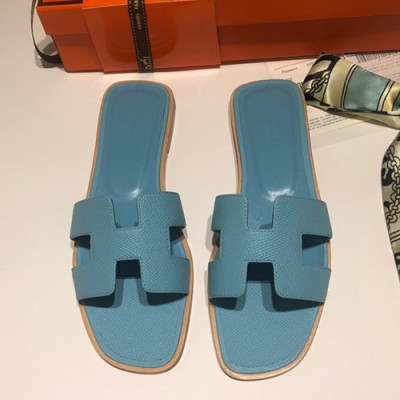 Hermes 2019 Ladies Oasis Leather Slipper - 에르메스 2019 여성용 오아시스 레더 슬리퍼 HERS0067,Size(225 - 245).스카이블루