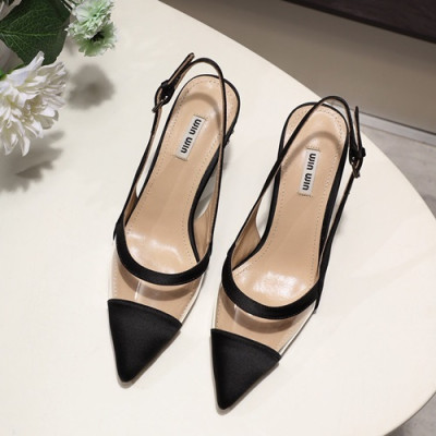 Miumiu 2019 Ladies PVC High Heel Slingback - 미우미우 2019 여성용 PVC 하이힐 슬링백 MIUS0043.Size(225 - 245).블랙