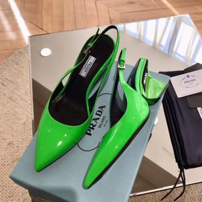 Prada 2019 Ladies Leather Middle Heel Slingback - 프라다 2019 여성용 레더 미들힐 슬링백 PRAS0036.Size(225 - 245).그린