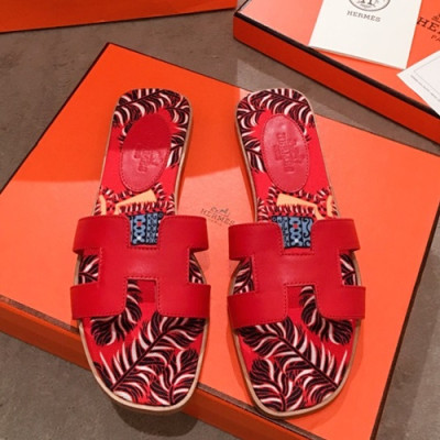 Hermes 2019 Ladies Oasis Leather Slipper - 에르메스 2019 여성용 오아시스 레더 슬리퍼 HERS0104,Size(220 - 250).레드