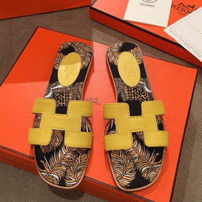 Hermes 2019 Ladies Oasis Leather Slipper - 에르메스 2019 여성용 오아시스 레더 슬리퍼 HERS0106,Size(220 - 250).옐로우