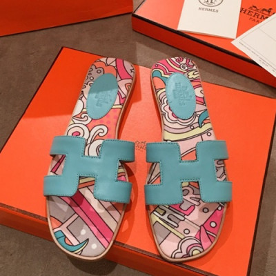 Hermes 2019 Ladies Oasis Leather Slipper - 에르메스 2019 여성용 오아시스 레더 슬리퍼 HERS0108,Size(220 - 250).블루