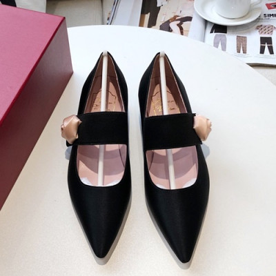 Roger Vivier 2019 Ladies Silk&Leather Flat Shoes - 로저비비에 2019 여성용 실크&레더 플랫슈즈 RVS0055.Size(220 - 250),블랙