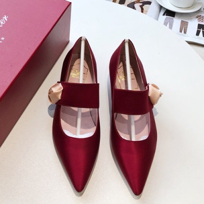 Roger Vivier 2019 Ladies Silk&Leather Flat Shoes - 로저비비에 2019 여성용 실크&레더 플랫슈즈 RVS0056.Size(220 - 250),레드